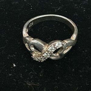 925 Silver Infinity Heart Ring with Crystals